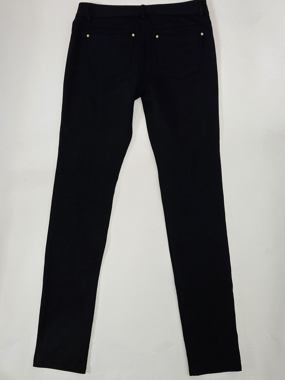 INC International Concepts Black Ponte Skinny Pants with Gold Logo Womens Size 4 - Picture 9 of 12